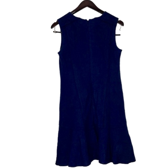 Ann Taylor Petite Navy Boiled Wool Sleeveless V neck Flounce Dress, Size 4P - Picture 11 of 14